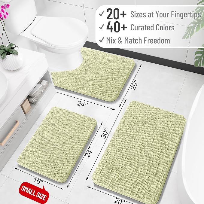 OLANLY Large Bathroom Rugs 40x32, Extra Soft Absorbent Chenille Bath Rugs | Vanilla, Quick-Drying Rubber Backing, Machine Washable Bath Mat for Bathroom Floor, Tub and Shower, Home Decor Accessories