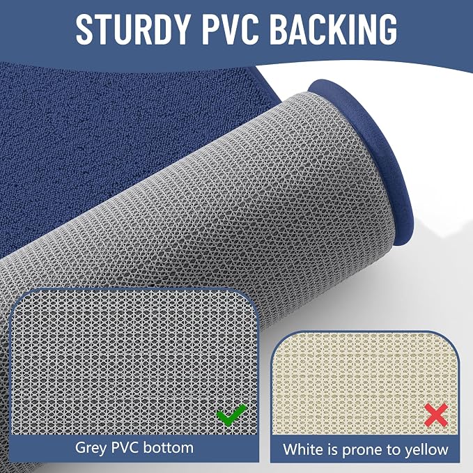Smiry Memory Foam Bath Mat 47x24, Extra Soft Absorbent Bathroom Rugs | Navy Blue Quick Dry, Machine Washable Bath Mats for Bathroom, Shower, Tub and Home Decor Accessories