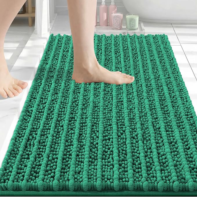 Arotive Bathroom Rugs Mat 30x20, Soft Absorbent Chenille Shaggy Bath Mat | Emerald, Machine Wash Dry, Bath Rugs for Bathroom Floor, Tub and Shower, Home Decor Accessories