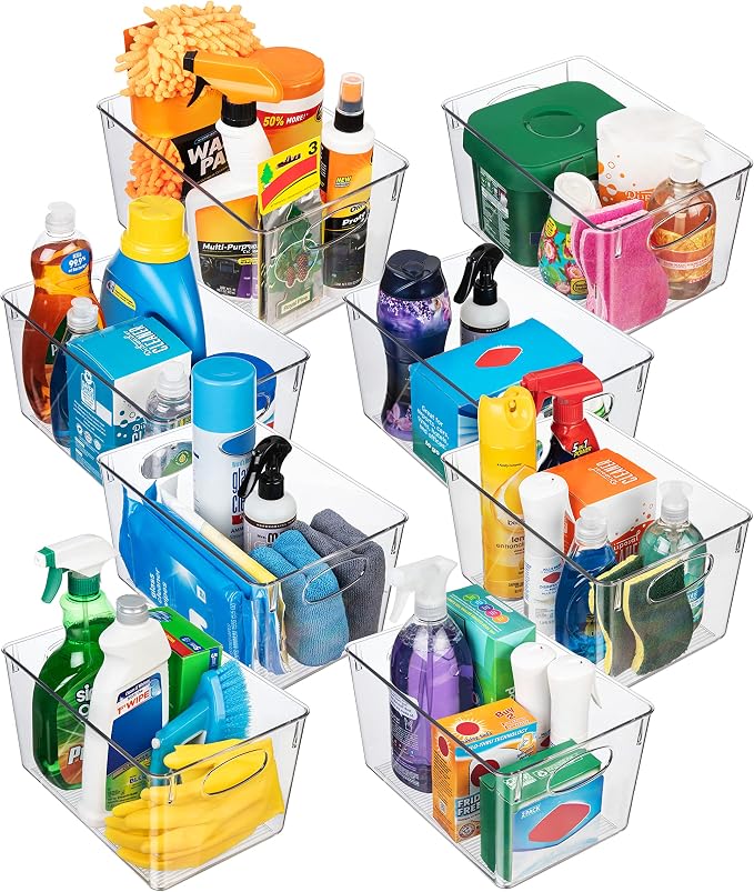 CLEARSPACE Plastic Storage Bins With lids – Perfect Kitchen Fridge Organizer, Pantry Organization, Cabinet Organizers (8 Pack) | Plastic storage bin with lid for pantry organization, refrigerator storage, and kitchen organization