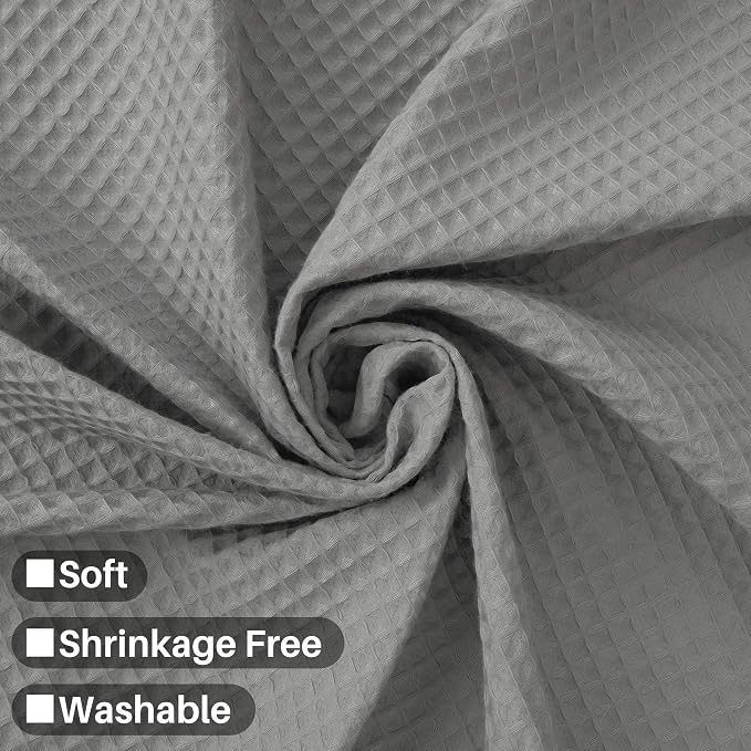 Barossa Design Waffle Weave Long Shower Curtain, Lake Wanaka Gray, 72x78 | Heavy Weight Fabric, Cotton Blend, Hotel Luxury Spa, Machine Washable, 72x78 Long Cloth Curtain for Bathroom