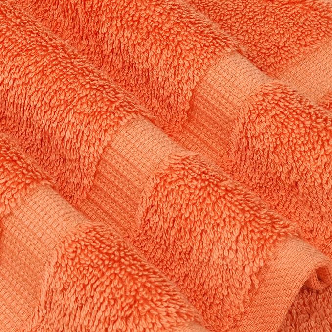 Chakir Turkish Linens 6 Piece Towels Set, 100% Cotton Luxury Turkish Towels for Bathroom, Soft Absorbent Bath Towel Set with 2 Bath Towels 2 Hand Towels 2 Washcloths, Coral