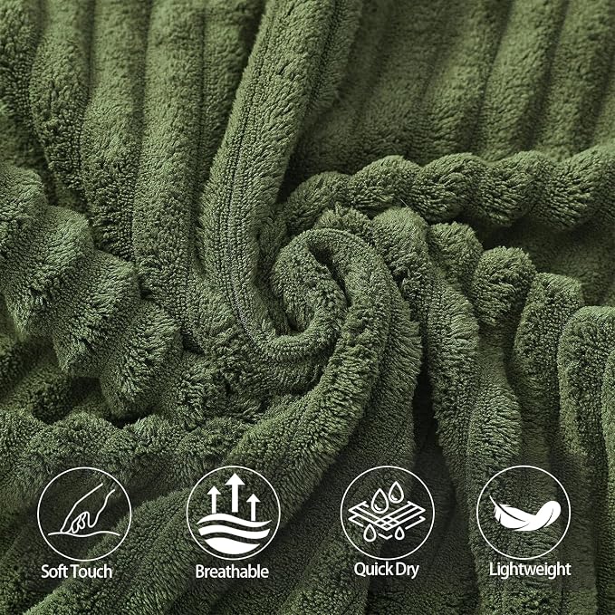 4 Piece Bath Towels, 30"x60" Microfiber Towels Set, Olive Green | Large Bathroom Towels, Soft Touch, Highly Absorbent, Quick Dry, Lint Free, Long-Lasting, Family Use, Guest Bath & Daily Use