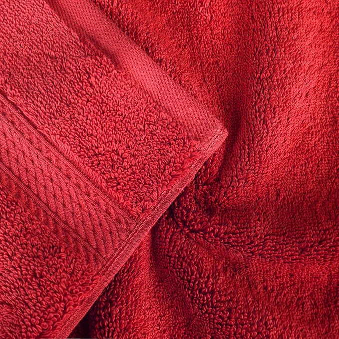 SUPERIOR Egyptian Cotton Pile Heavyweight Bath Sheet, 2 Piece Set, Red | Highly Absorbent, Ultra Soft Luxury 800 GSM Towel Set for Bathroom, Shower, Hotel Essentials Oversize Plush Madeline Towels