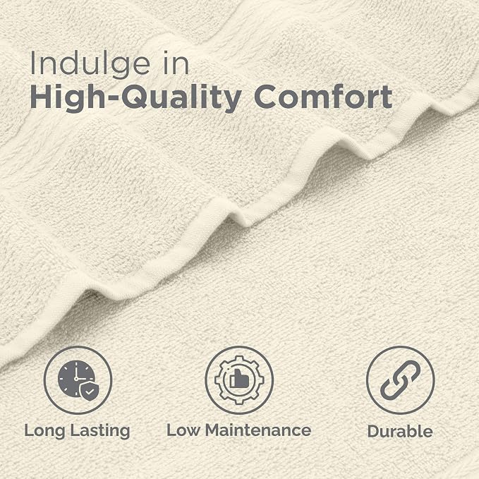 Martex Easy Living Everyday 6-Piece Bathroom Towel Set, Ivory | 2 Bath Towels, 2 Hand Towels, 2 Wash Cloths, 100% Cotton, Soft, Quick-Dry