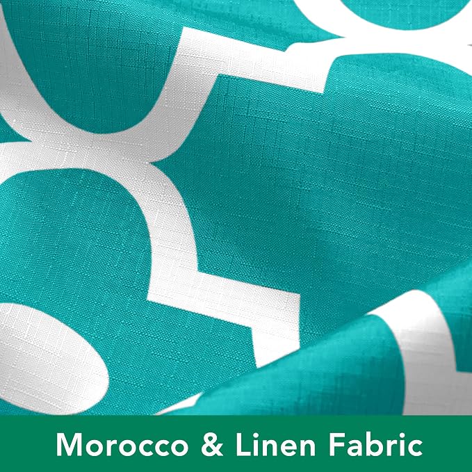 Biscaynebay Extra Long Textured Fabric Shower Curtains 72" W x 84" L, Turquoise Morocco Pearl Printed Hotel Spa Luxury Decorative Bathroom Curtain Machine Washable