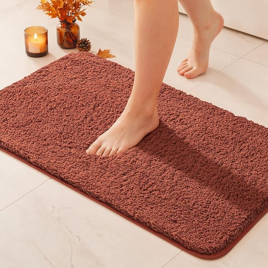 MIULEE Fall Rust Bathroom Rugs Soft Microfiber Bath Mat 20x30 Inch | Absorbent, Non Slip, Quick Dry, Fluffy Bath Rugs for Bathroom Floor Tub Showers, Machine Washable