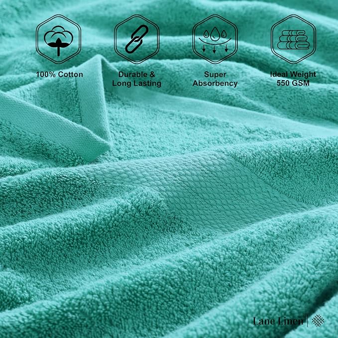 LANE LINEN Oversized Bath Sheet Set Absorbent Quick Dry 100% Cotton - Teal | Cotton Bath Towels Large - Generously Sized, Oversized & Roomy, Lightweight & Breathable, Fade-Resistant Color