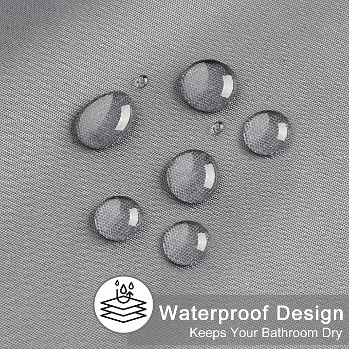 AooHome 96 inch Extra Long Shower Curtain Liner, Polyester Bathroom Curtain for Hotel with Hooks, Waterproof, Weighted Hem, Light Gray, 72 Width x 96 Height inch