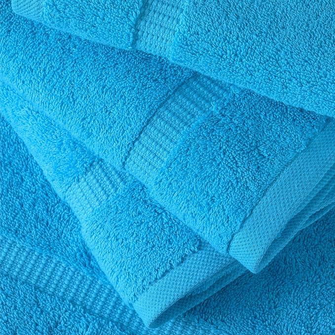 SALBAKOS 12-Piece 100% Turkish Cotton Washcloths and Face Towels, Aqua | 13x13 in Standard Size Small Towel, Multi-use Bathroom & Kitchen, Thick Super Soft Absorbent Durable, Oeko-Tex Made in Turkey