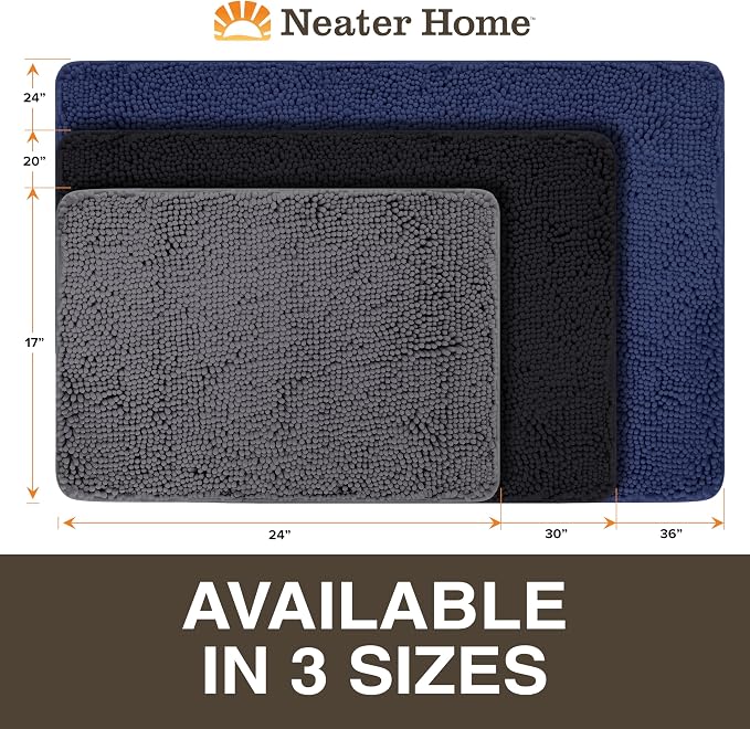 Neater Home Plush Bathroom Rugs 36x24 Thick Chenille Quick Dry Microfiber Absorbent Bath Mat, Soft Bath Rugs, Machine Washable Bathroom Floor Mat for Tub Shower Sink, Home Decor Accessories, Navy
