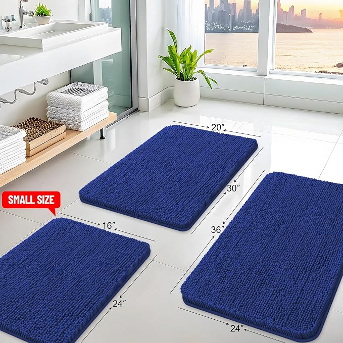 Arotive Bathroom Rugs 30x20, Soft Absorbent Shaggy Chenille Bath Rugs | Royal Blue, Machine Washable Rubber Backing Bath Mats for Bathroom Floor Tub and Shower Home Decor Accessories