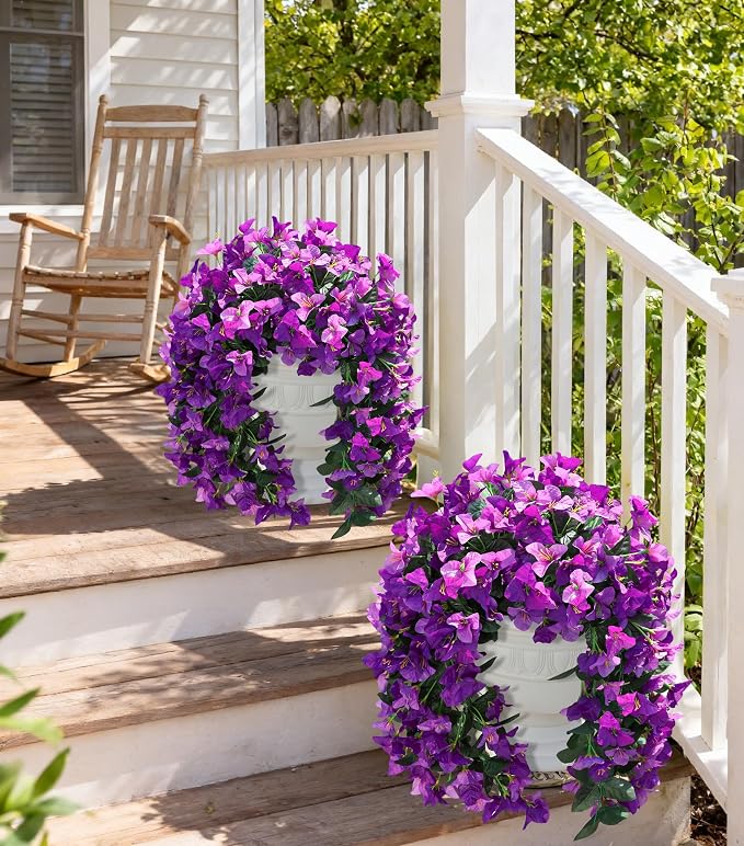 Faux Bougainvillea Artificial Flowers Plants for Outdoors Outside Decoration, 2pcs Realistic Fake Flowers UV Resistant Silk Long Trailing Vines for Front Door Planter Patio Balcony Yard Garden, Mix