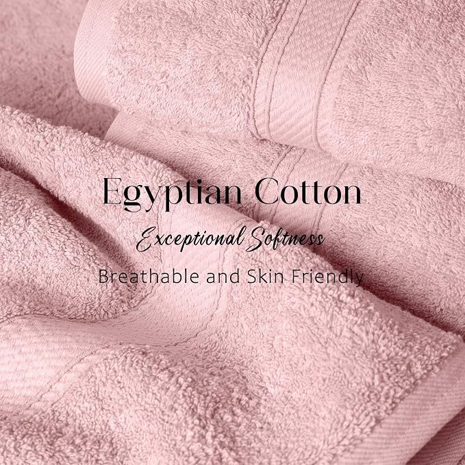 SUPERIOR Egyptian Cotton Ultra Plush & Absorbent, 3 Piece Set, Tea Rose | Quick Dry, Soft Luxury Towel Set, Bath Essentials, Guest Bath, Spa, 1 Bath, 1 Hand, 1 Face Towels, Madeline Towels