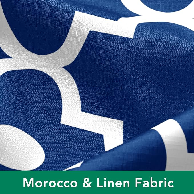 Biscaynebay Textured Fabric Shower Curtains for Bathroom 72" X 72", Indigo Morocco Pearl Printed Linen Shower Curtain Machine Washable