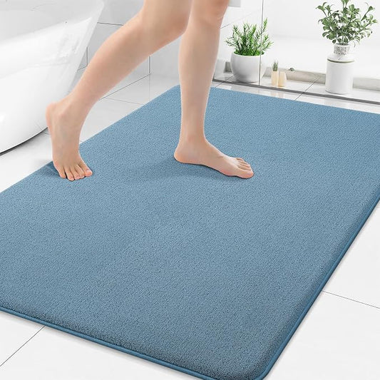 Smiry Memory Foam Bath Mat 40x30, Extra Soft Absorbent Bathroom Rugs | Grayish Blue Quick Dry, Machine Washable Bath Mats for Bathroom, Shower, Tub and Home Decor Accessories