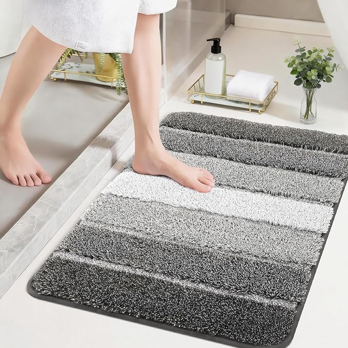 COSY HOMEER Bathroom Rugs 36x24,Ultra Soft Absorbent Bath Mat,Dark Gray | Non-Slip TPR Backing Stays in Place, Machine Washable Bath Rugs Shaggy Rug for Bathroom Floor