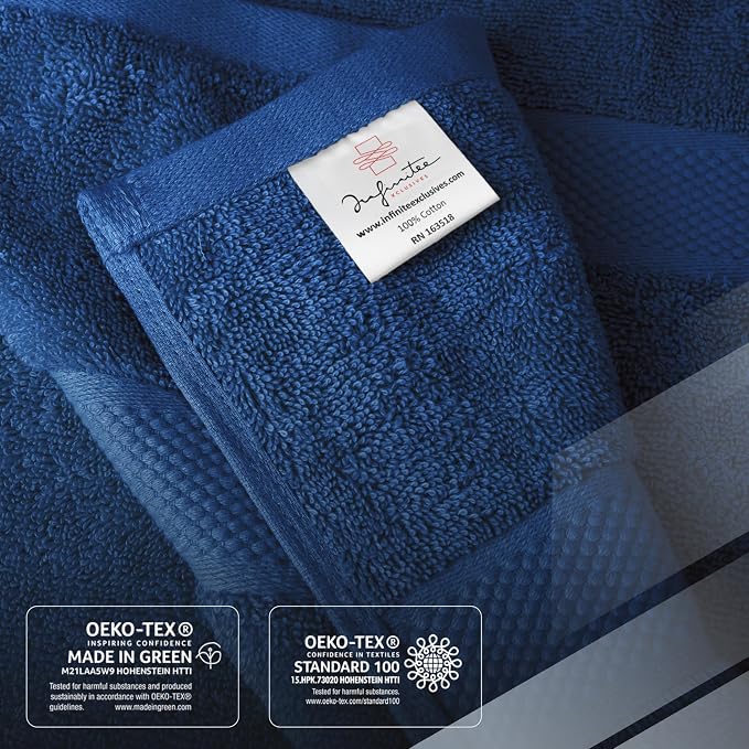 Infinitee Xclusives 100% Ring-Spun Cotton Bath Towels for Bathroom - Pack 4 | Luxury Super Soft, Absorbent & Quick-Drying |27x54 inches| Large Bathroom Towels Set |600 GSM| Gym, Shower, Spa & Hotel Use