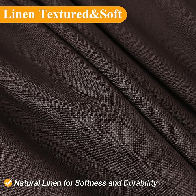 Chocolate Brown 48 Inch Shower Curtain - Stall Narrow Half Linen Ultra Thick Fabric Shower Curtain Set with Hooks, Boho Farmhouse Rustic RV Camper Bath Curtains for Bathroom, 48x72