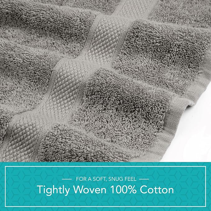 Pleasant Home Bath Towels Set of 6 (24” x 50”) 100% Cotton, Gray | 515 GSM | Lightweight, Soft & Highly Absorbent Luxury Towels for Bathroom | for Gym, Pool & Spa