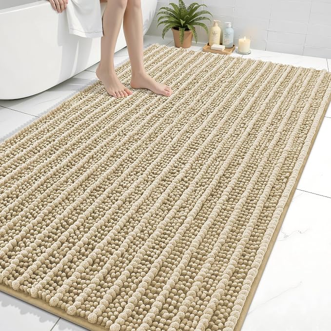 Arotive Bathroom Rugs Mat 70x46, Soft Absorbent Chenille Shaggy Bath Mat | Beige, Machine Wash Dry, Bath Rugs for Bathroom Floor, Tub and Shower, Home Decor Accessories