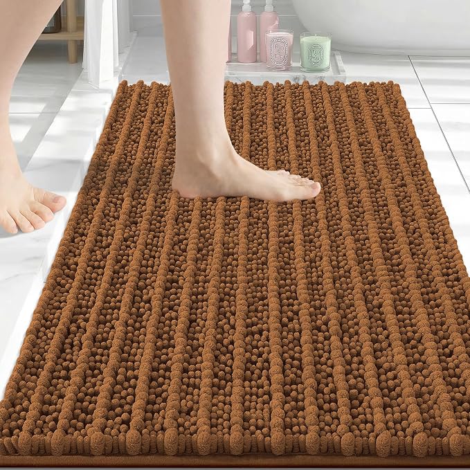 Arotive Bathroom Rugs Mat 30x20, Soft Absorbent Chenille Shaggy Bath Mat | Ochre, Machine Wash Dry, Bath Rugs for Bathroom Floor, Tub and Shower, Home Decor Accessories