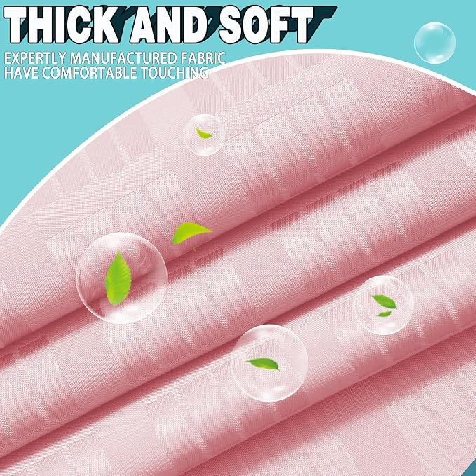 Conbo Mio Stall No Hook Shower Curtain with Snap in Liner Set, Hotel Luxury Pink Shower Curtains for Bathroom with See Through Top Window, Waterproof, Washable 54W x 74H