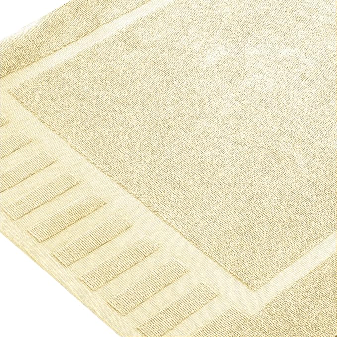 White Classic Luxury Bath Mat Floor Towel Set - Absorbent Cotton Hotel Spa Shower/Bathtub Mats [Not a Bathroom Rug] 22"x34" | 2 Pack | Beige