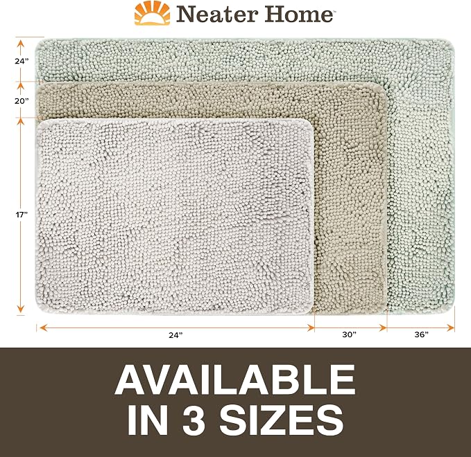 Neater Home Plush Bathroom Rugs 30x20 Thick Chenille Quick Dry Microfiber Absorbent Bath Mat, Soft Bath Rugs, Machine Washable Bathroom Floor Mat for Tub Shower Sink, Home Decor Accessories, Tan