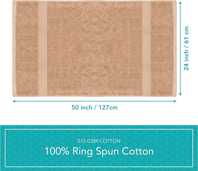 Pleasant Home Bath Towels Set of 6 (24” x 50”) 100% Cotton, Mocha | 515 GSM | Lightweight, Soft & Highly Absorbent Luxury Towels for Bathroom | for Gym, Pool & Spa