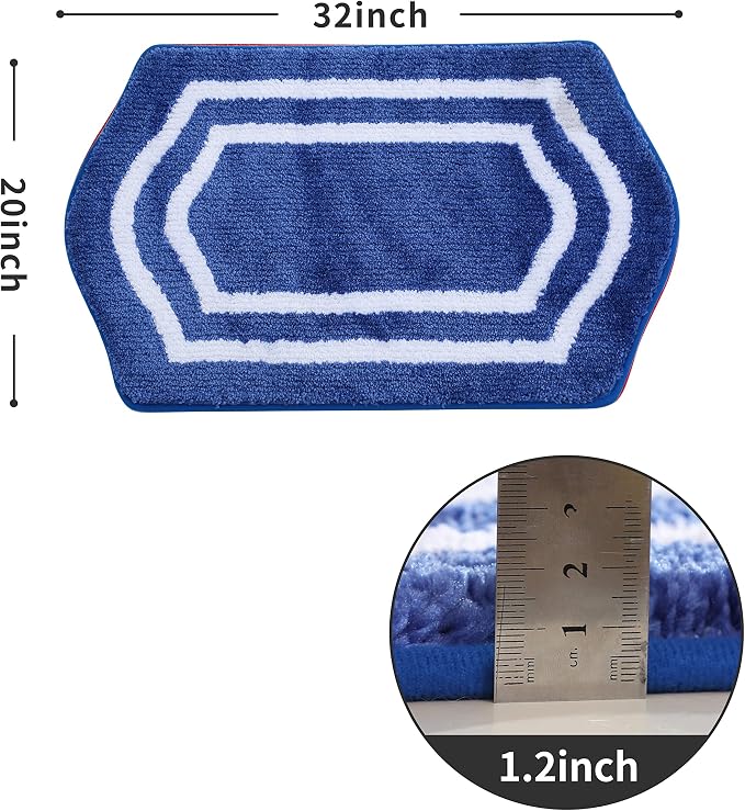 COSY HOMEER Non-Slip Bath Mat Extra Thick Absorbent Plush Washable | 20"x32" White/Blue Non-Slip Extra Thick Plush Absorbent Machine Washable Bath Mat Bathroom Rug Floor Tub Shower