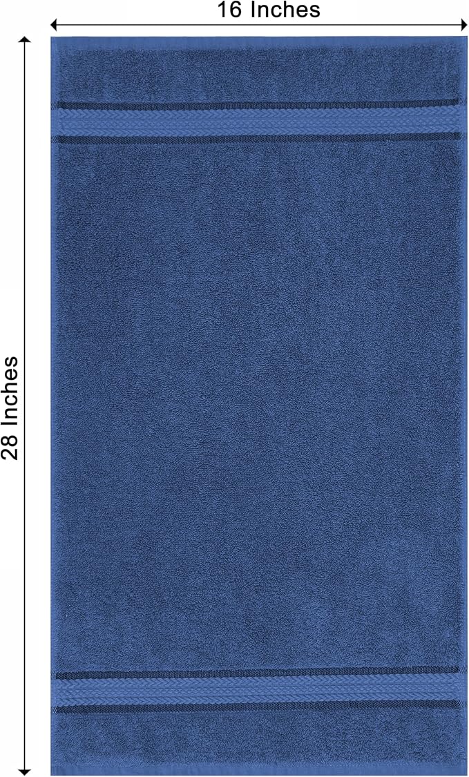 COTTON CRAFT Ultra Soft Hand Towels - 6 Pack 100% Ringspun Cotton Towel Set | Large 16x28 inch Blue Hand Towels with a Luxurious Rayon Border - Plush Absorbent 580 GSM Easy Care - Ideal for Everyday use