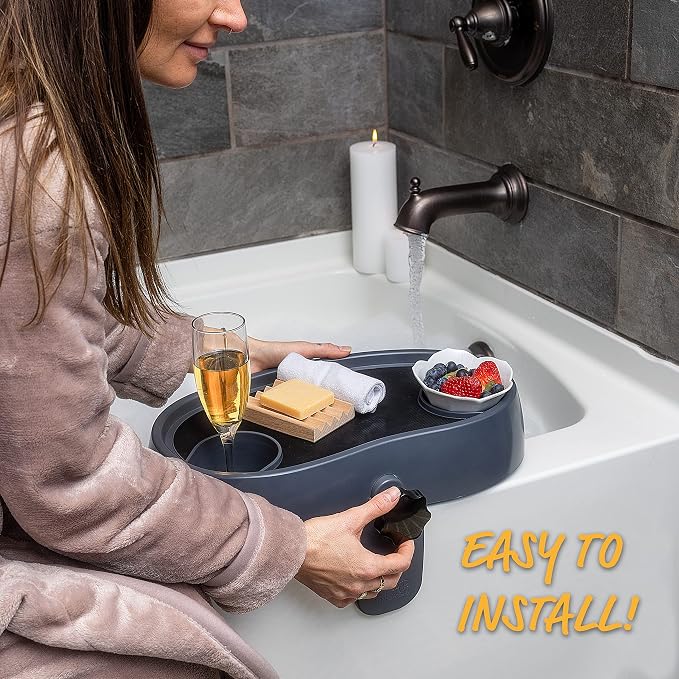 STAR SPLASH Adjustable Hot Tub Table Tray – Heavy-Duty, Nonslip Drink Caddy with Cup Holders - Clamps to Side of Aboveground Bathtub, Spa – Outdoor Patio Accessories and Supplies, 17x10x4 in. | Non-Slip Clamp-On Spa Tray, Rust-Proof Stainless Steel, Ho...