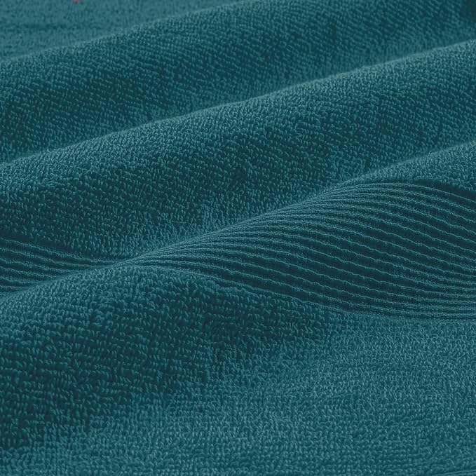 8 Piece Towel Set 100% Ring Spun Cotton, 2 Bath Towels 27x54, 2 Hand Towels 16x28 and 4 Washcloths 13x13 - Ultra Soft Highly Absorbent Machine Washable Hotel Spa Quality - Teal