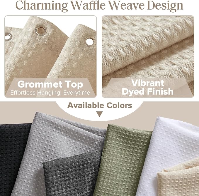 Madison Park Arbor Waffle Stall Shower Curtain, 36 x 72, Beige Solid | Adds Privacy, Machine Washable, Farmhouse, OEKO-TEX Certified Bathroom Curtain, 3M Scotchgard Moisture Management
