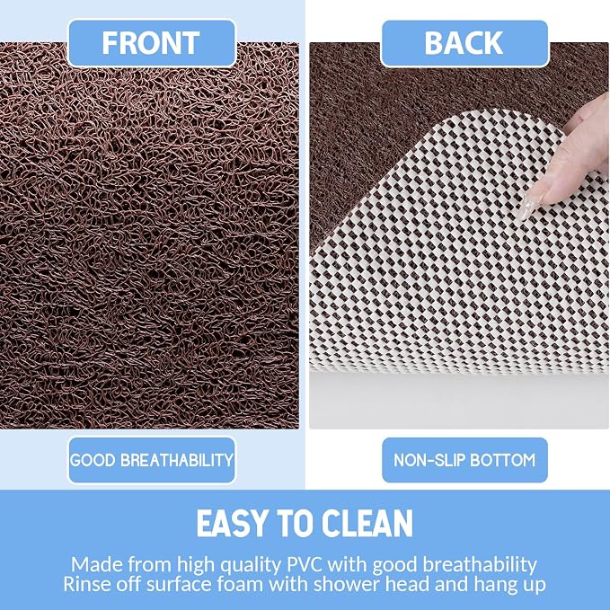 Hargiis Non-Slip Bathtub Mat, Anti Slip Shower Mat, Fast Drying Bathtub Mats, Foot Scrubber Mat, Anti Slip Mat for Tub, Floor, Bathroom, Kitchen, Home, Hotel (Brown 36"×24")