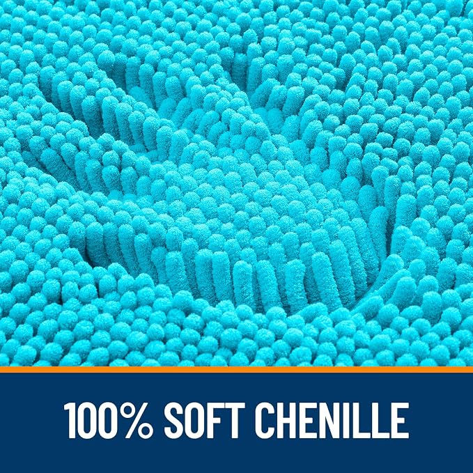 OLANLY Bathroom Runner Rugs 47x17, Extra Soft Absorbent Chenille Bath Rugs | Aqua Sky, Quick-Drying Rubber Backing, Washable Long Bath Mat for Bathroom Floor, Tub and Shower, Home Decor Accessories