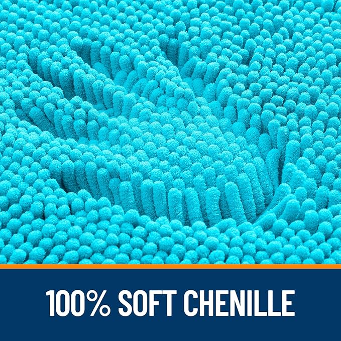 OLANLY Bathroom Rugs 35x24, Extra Soft Absorbent Chenille Bath Rugs | Aqua Sky, Quick-Drying Rubber Backing, Machine Washable Bath Mat for Bathroom Floor, Tub and Shower, Home Decor Accessories