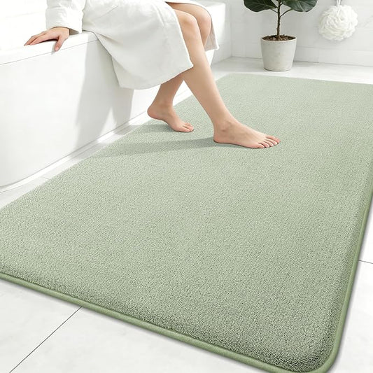 Smiry Memory Foam Bath Mat 71x47, Extra Soft Absorbent Bathroom Rugs | Sage Green Quick Dry, Machine Washable Bath Mats for Bathroom, Shower, Tub and Home Decor Accessories