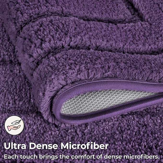 GRANNY SAYS Purple U Shaped Toilet Rug 20" x 24", Non-Slip Bath Mat | Soft microfiber, TPR backing, absorbs water quickly, machine washable, fits around most standard toilet bases