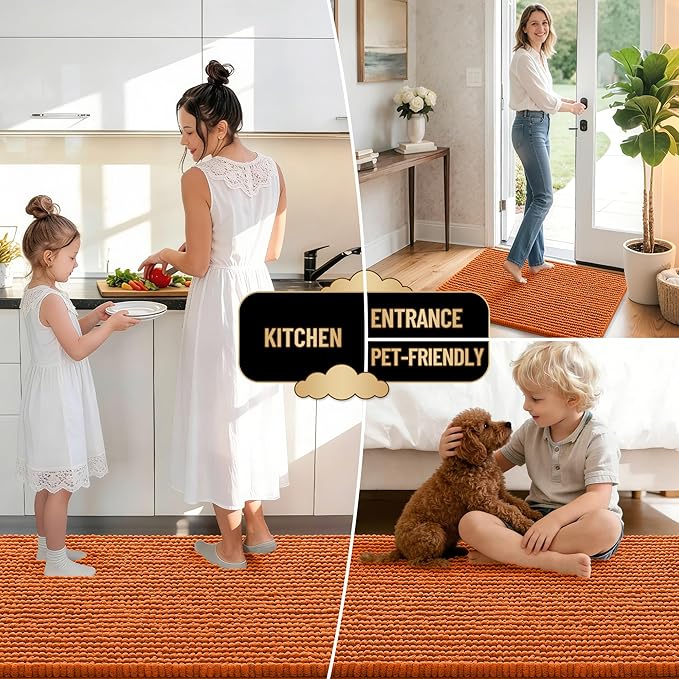 OLANLY Thick Chenille Bathroom Rugs 36x24, Soft Absorbent Bath Mat, Clay | Bath Rugs, Rubber Backing, Machine Wash Dry, Bath Mats for Bathroom Floor, Tub and Shower, Home Decor Accessories