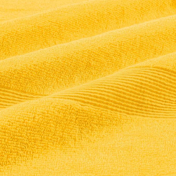 4 Pack Bath Towel Set 27x54, 100% Ring Spun Cotton, Ultra Soft Highly Absorbent Machine Washable Hotel Spa Quality Bath Towels for Bathroom, 4 Bath Towels - Yellow