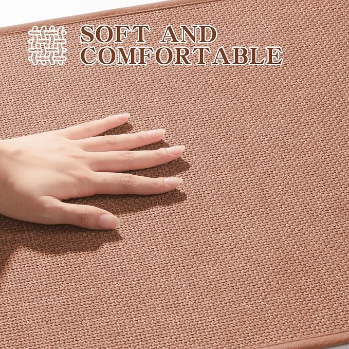 Bathroom Rugs Mat 47x17, Ultra Thin Non Slip Bath Rug Runner Quick Dry Absorbent Bath Mat for Bathroom, (Dark Pink, 47"x17")
