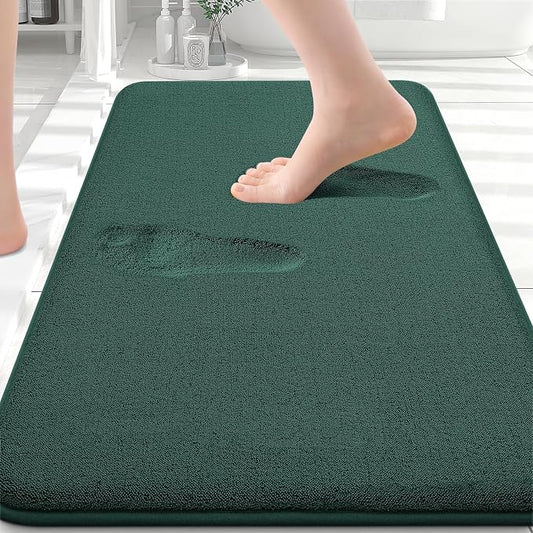 Smiry Memory Foam Bath Mat 30x20, Extra Soft Absorbent Bathroom Rugs | Green Quick Dry, Machine Washable Bath Mats for Bathroom, Shower, Tub and Home Decor Accessories