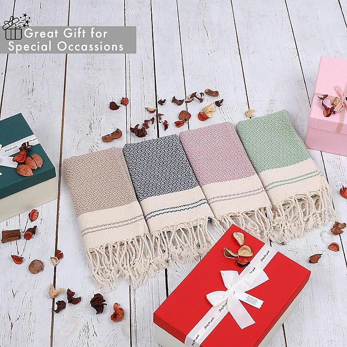 Evelynen Turkish Hand Towels for Bathroom & Kitchen Towels Decorative Set of 2 | Boho Farmhouse Hand Towels with Hanging Loops for Face, Tea, Dish, Kitchen & Bath | (16" x 32" - Black)