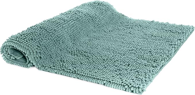 Amazon Basics Bathroom Rugs, Extra Soft Absorbent Shag Bath Rugs, Non-Slip Backing,Quick Drying,Machine Washable,Plush Comfort for Bathroom Floor,Tub and Shower, 21" x 34",Seafoam Green, (Pack of 12)