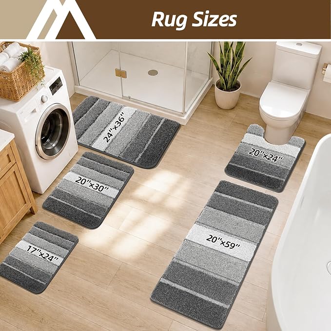 COSY HOMEER Bathroom Rugs 36x24,Ultra Soft Absorbent Bath Mat,Dark Gray | Non-Slip TPR Backing Stays in Place, Machine Washable Bath Rugs Shaggy Rug for Bathroom Floor