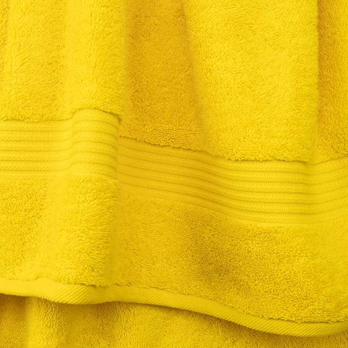 Cotton Paradise 100% Cotton Turkish Towel Set, Soft Absorbent Quick Dry, 4 Piece Bath Towel Set, Yellow