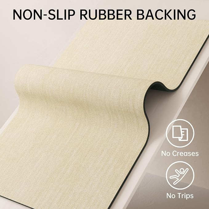 Mecko Bath Mat Ultra Thin Beige, 24"x36" | -Non-Slip,Quick Dry,Absorbent Bathroom Rug Suit For Tile floors,Easy Care Shower Rug in Front of Bathtub,Sink,Shower