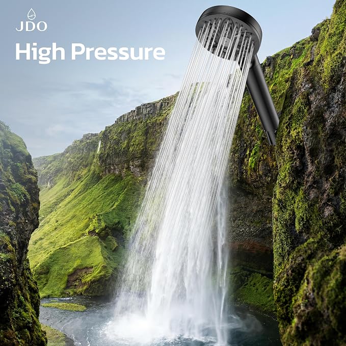 6-Setting Filtered Handheld Shower Head, JDO High Pressure Shower Head with Replaceable Filter Cartridge 4.7 Inch Detachable Showerhead for Chlorine Hard Water Removal, 59 Inch Stainless Steel Hose